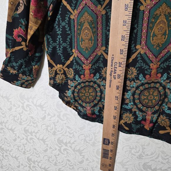 VTG Tangents Tunic Top sz 8* Black Multi Paisley Floral Oversized Fit - Picture 14 of 15